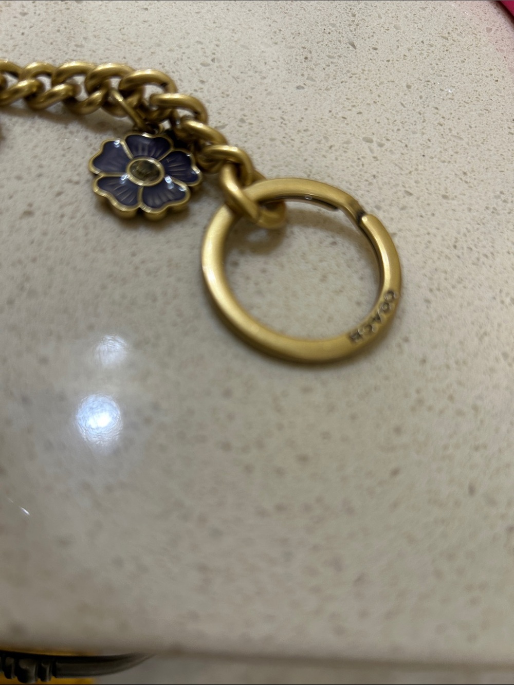 Coach Gold-Tone Charm Bag chain with Red, Green, Purple Enamel Accents - Picture 6 of 10